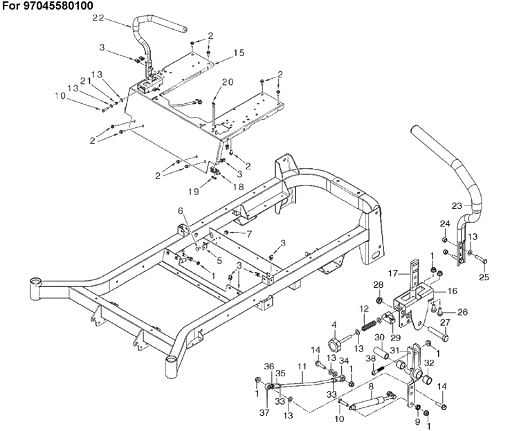 Steering 2 Diagram and Parts List for MZ54 (97045580100)(2019-12) Husqvarna Lawn Mower