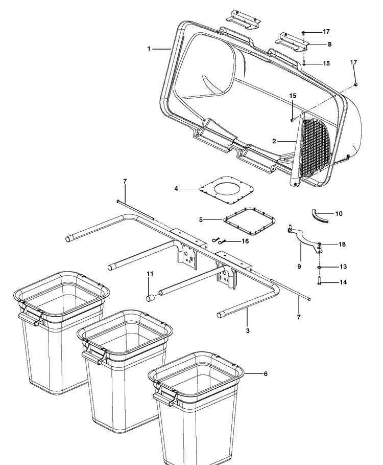 Bagger Diagram and Parts List for 52IN 2019-05 Husqvarna Lawn Tractor Accessories