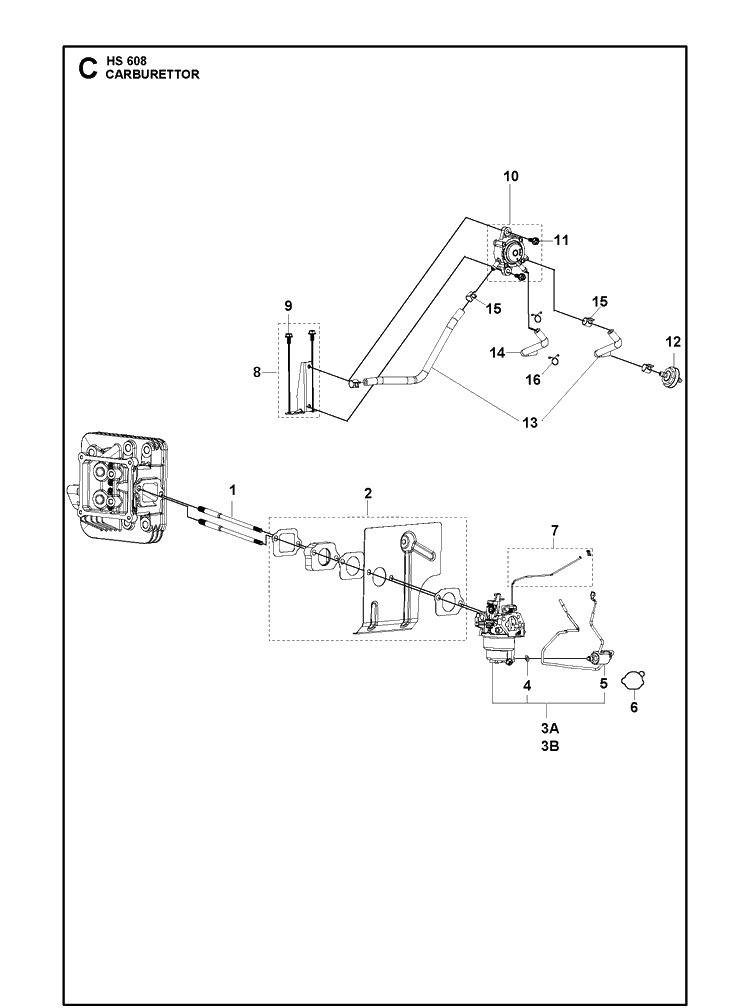 Carburettor Diagram and Parts List for 593230101 2021-01 Husqvarna Engine