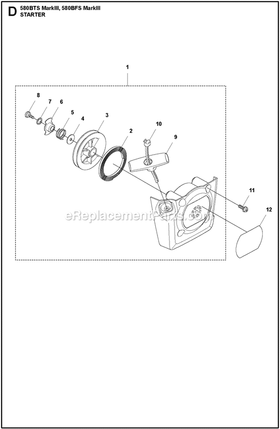 Throttle Controls Diagram and Parts List for 580BTSMARKIII  Husqvarna Leaf Blower / Vacuum