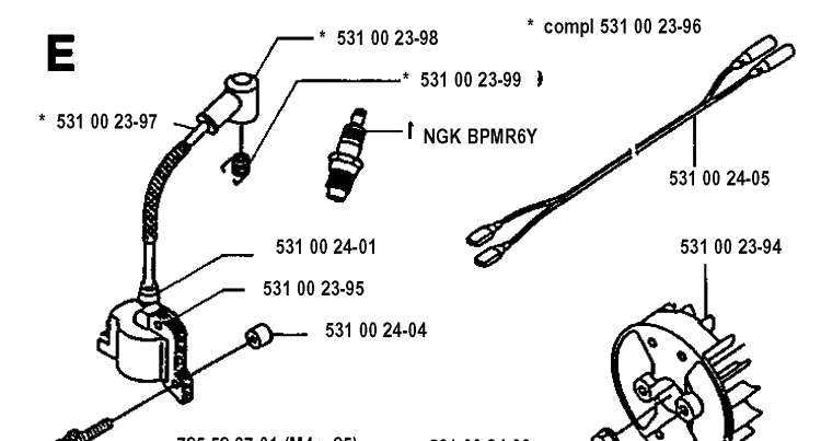 Ignition System Diagram and Parts List for 132RD 19931400001-Current Husqvarna Brush Cutter