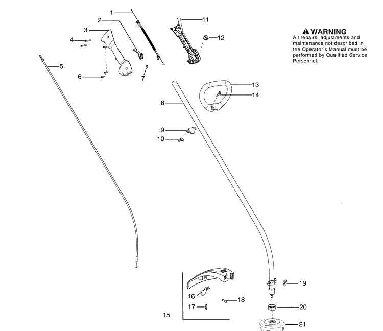 Handle And Controls Diagram and Parts List for 128C 2009-08 Husqvarna Trimmer
