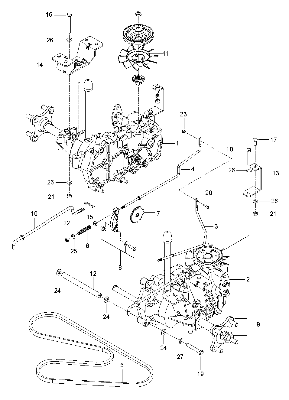 Hydraulic Pump - Motor Diagram and Parts List for RZ46215 (967009805)(2013-11) Husqvarna Lawn Tractor