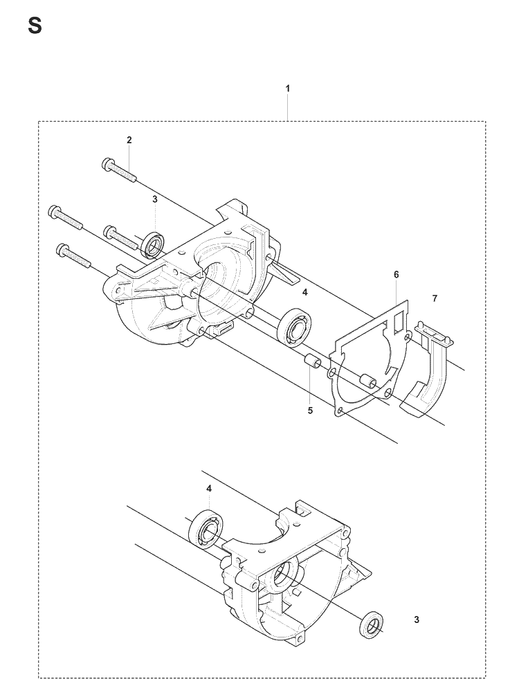 Crankcase Diagram and Parts List for 241RJ  Husqvarna Brush Cutter