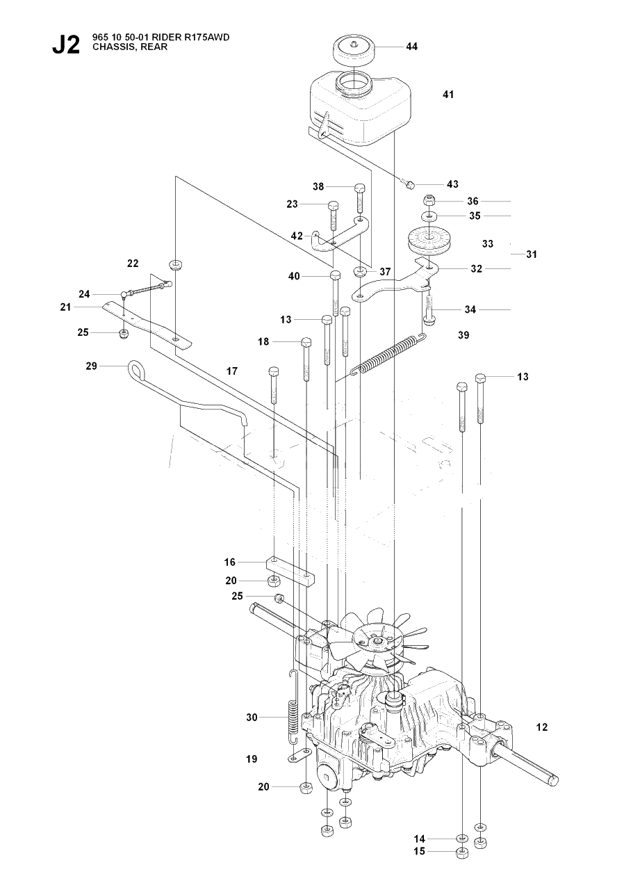 Transmission 2 Diagram and Parts List for R175AWD (965105001)(2007-01) Husqvarna Lawn Tractor