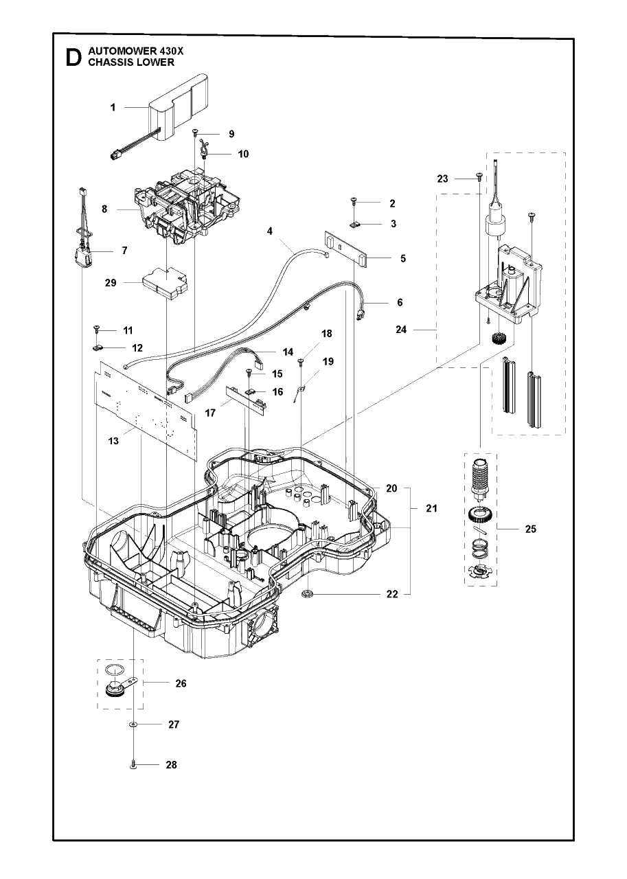 Chassis Lower Diagram and Parts List for 430X 2016-02 Husqvarna Lawn Mower