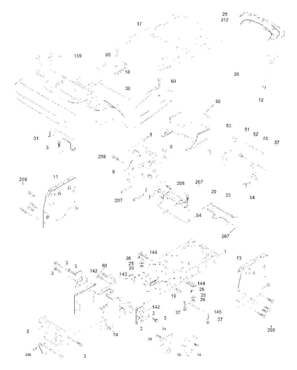 Chassis And Enclosures Diagram and Parts List for YTH1542XP (954567253-A)(2001-01) Husqvarna Lawn Tractor