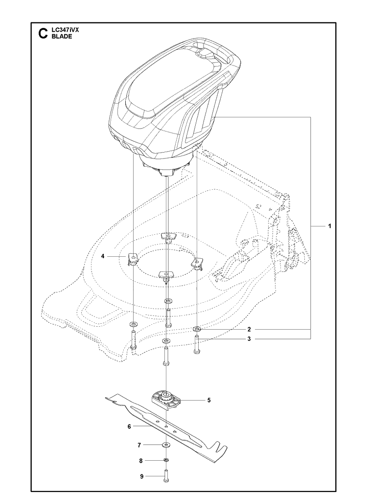 Blade Motor And Cutting Equipment Diagram and Parts List for LC347IVX  Husqvarna Lawn Mower