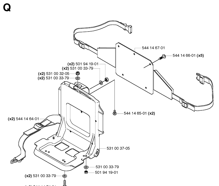Harness 2 Diagram and Parts List for 165BT 20053300001-Current Husqvarna Leaf Blower / Vacuum