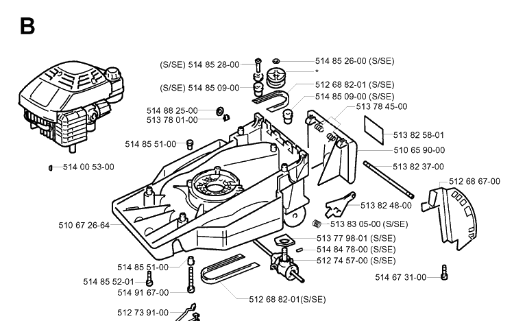 Frame And Engine 2 Diagram and Parts List for ROYAL43 1998-05 Husqvarna Lawn Mower