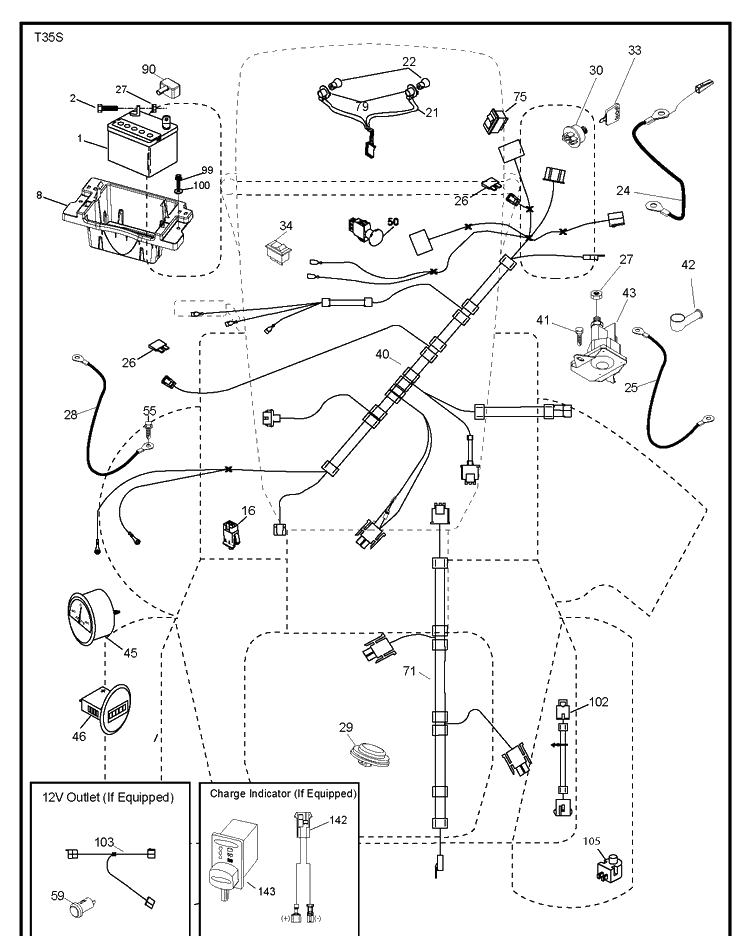 Electrical Diagram and Parts List for GT48DXLS CARB-Non-CARB Husqvarna Lawn Tractor