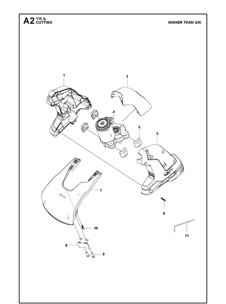 Cutting Equipment Diagram and Parts List for 115IL (967098701)(20180100001-20182200000) Husqvarna Edger