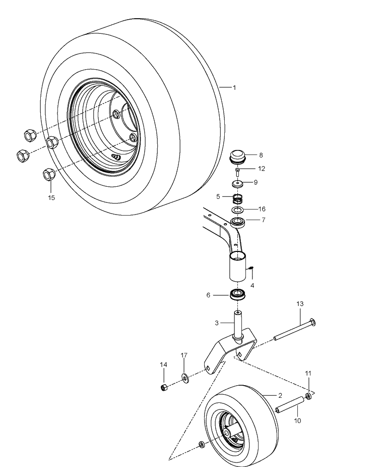 Wheels And Tires Diagram and Parts List for RZ4623 (96700980201)(2015-05) Husqvarna Lawn Mower