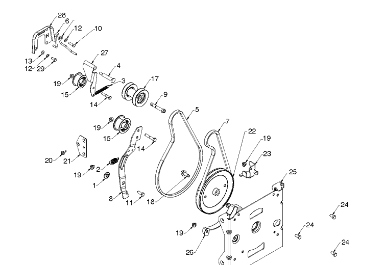Chassis, Engine And Pulleys 3 Diagram and Parts List for ST230  Husqvarna Snow Blower