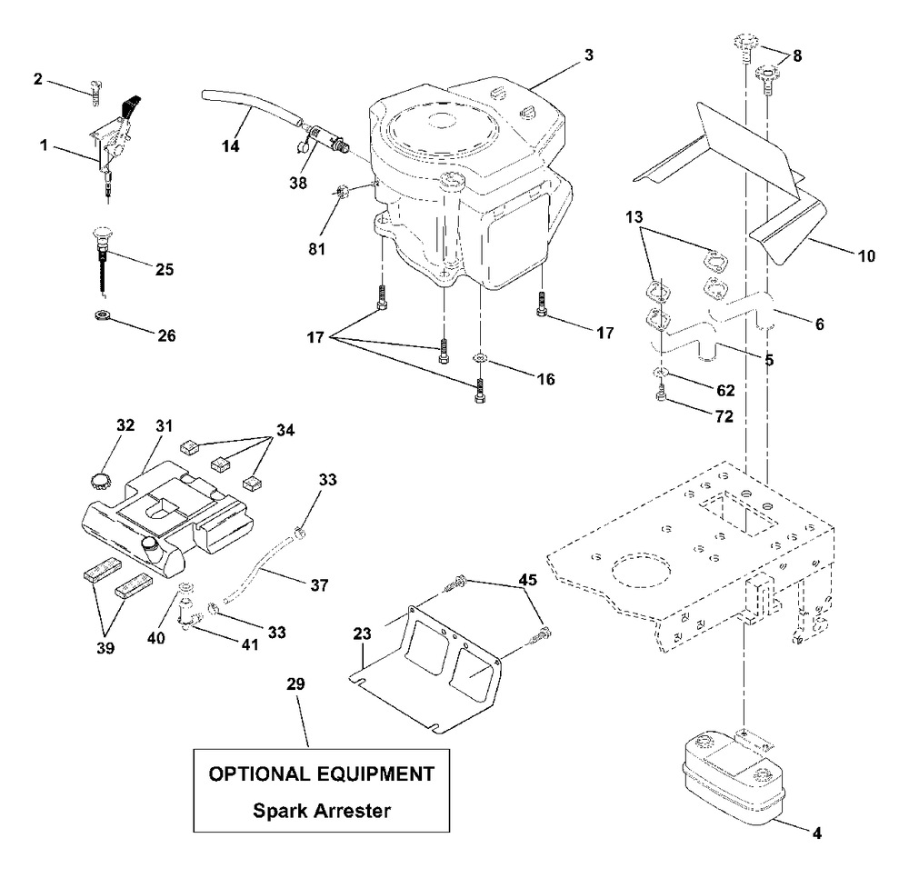 Engine Diagram and Parts List for YTH2048 (954567086-A)(2001-02) Husqvarna Lawn Tractor