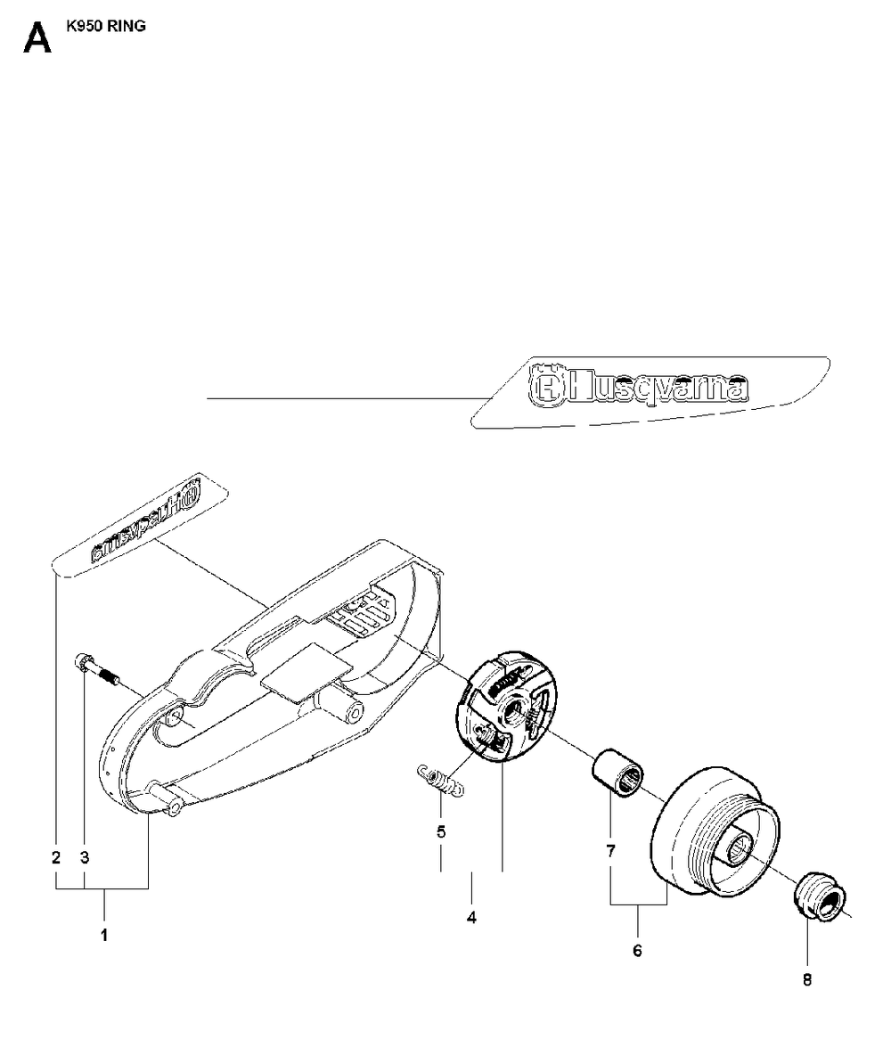 Belt Guard Diagram and Parts List for K950RING 2007-01 Husqvarna Circular Saw