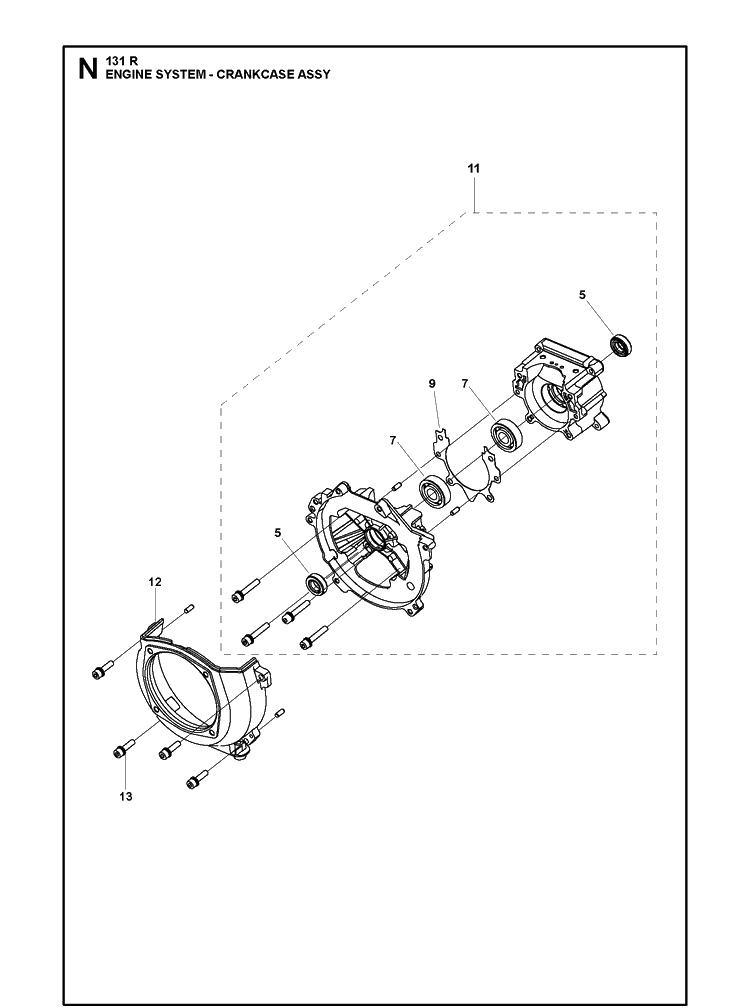 Crankcase Diagram and Parts List for 131R (967843102)(2020-10) Husqvarna Edger