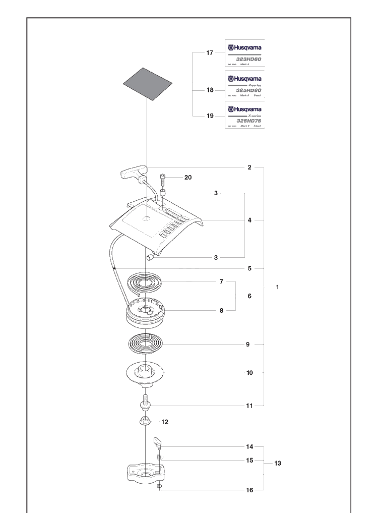 Starter Diagram and Parts List for 323HD60 2009-02 Husqvarna Hedge Trimmer