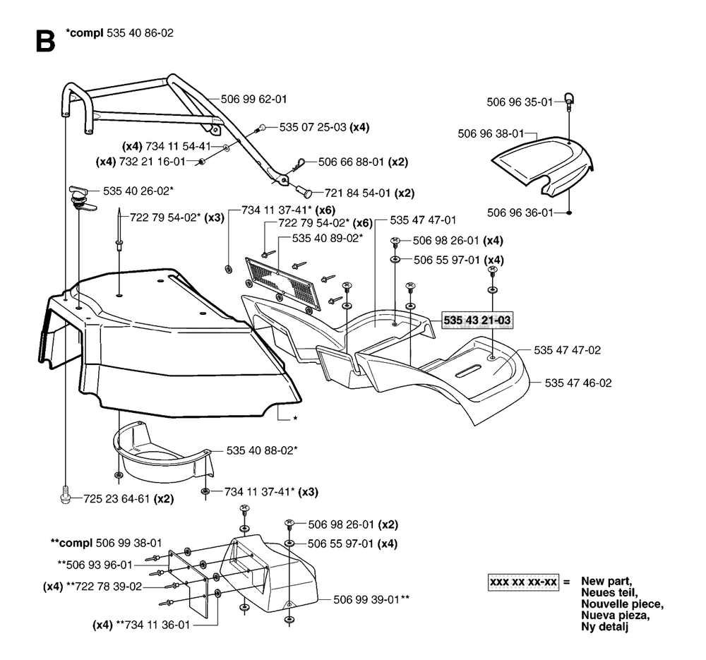 Cover Diagram and Parts List for PF21 (965097001)(2007-03) Husqvarna Lawn Tractor