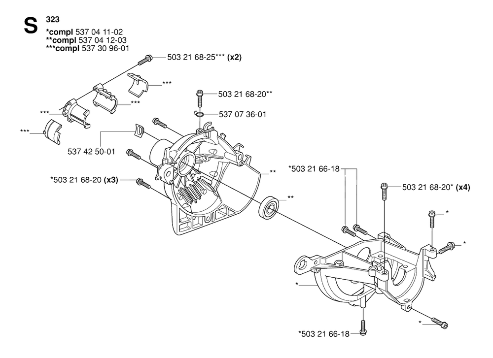Crankcase 2 Diagram and Parts List for 326C 20061400001 & Above Husqvarna Trimmer