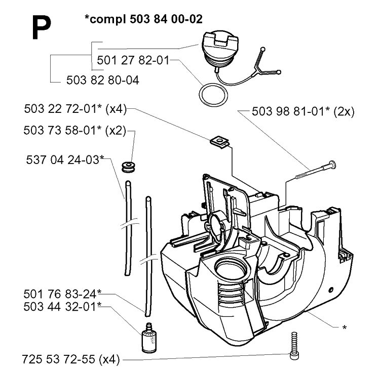 Crankcase Diagram and Parts List for 232RD 20001400001-Current Husqvarna Brush Cutter