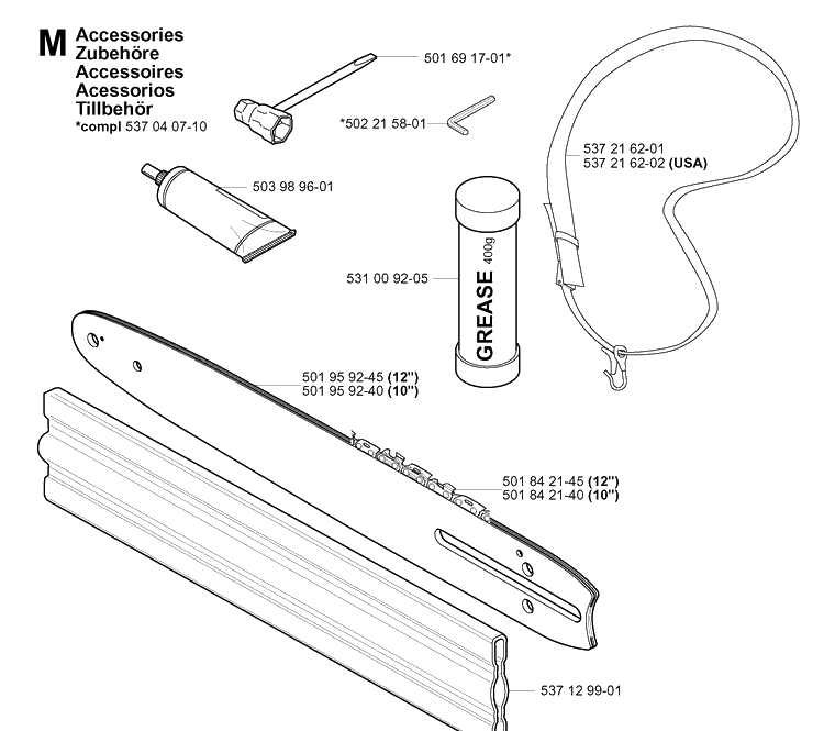 Accessories Diagram and Parts List for 325P 20042300001-20062999999 Husqvarna Pole Saw