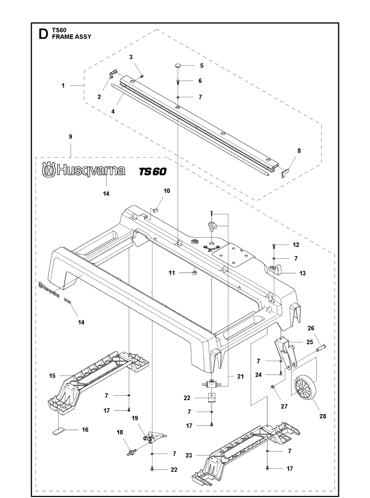 Frame Assy Diagram and Parts List for MZ54 (97045580100)(2019-12) Husqvarna Lawn Mower