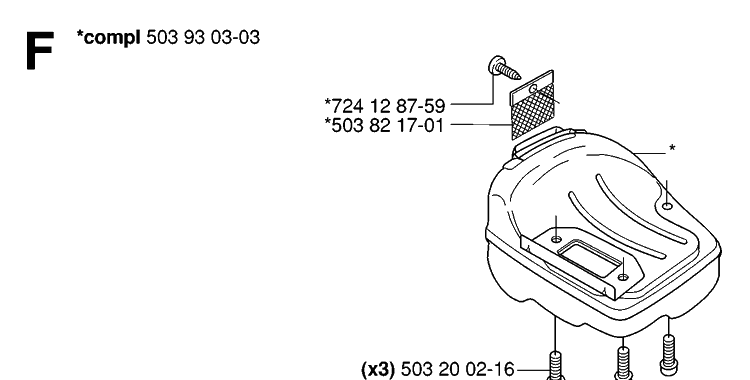 Muffler Diagram and Parts List for 338XPT 20063600001-Current Husqvarna Chainsaw