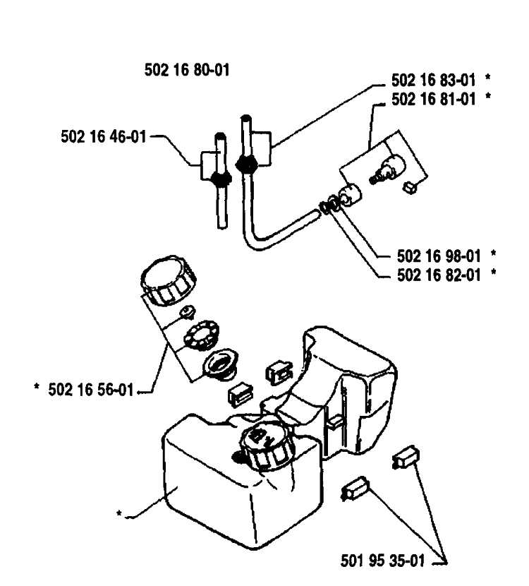 Fuel Tank Diagram and Parts List for 25RD 1989-10 Husqvarna Brush Cutter