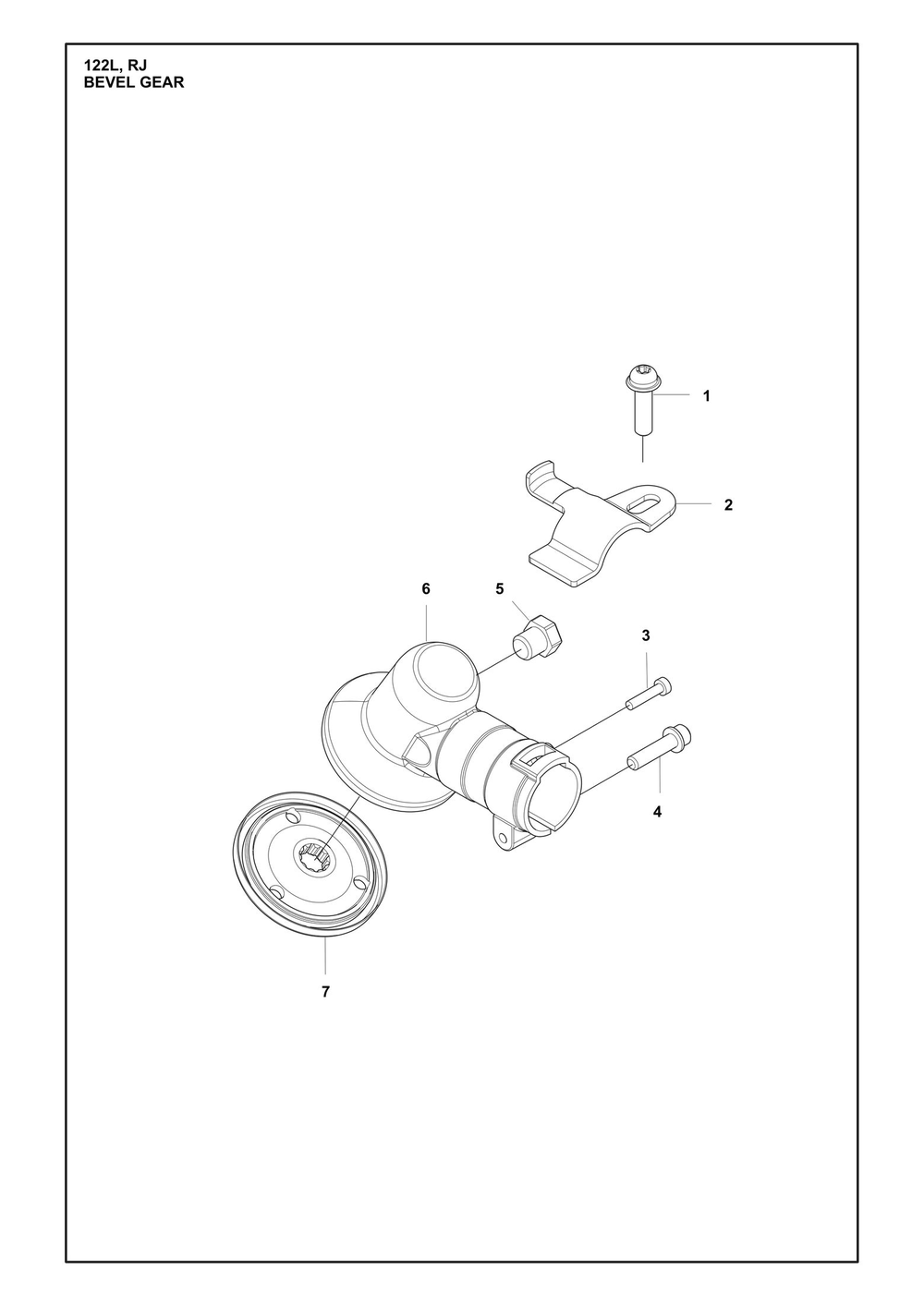 Bevel Gear Diagram and Parts List for 122RJ  Husqvarna Brush Cutter