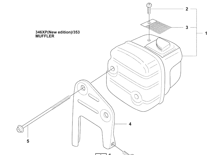 Muffler (Ne) Diagram and Parts List for 353 2009-02 Husqvarna Chainsaw