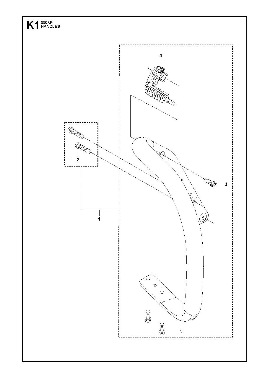 Handle Diagram and Parts List for 550XP-XPG 2014-01 Husqvarna Chainsaw