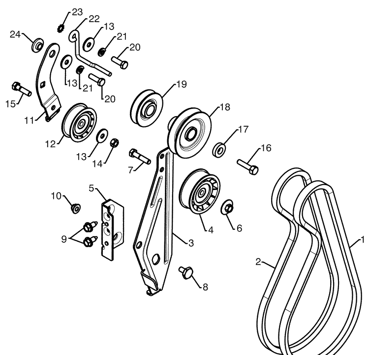 Chassis / Engine / Pulleys - B Diagram and Parts List for 15530SBXLS (96193004001)(2009-06) Husqvarna Snow Blower
