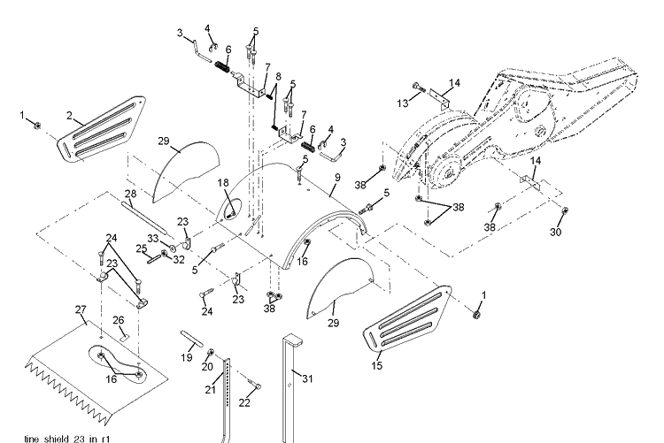 Tine Shield Diagram and Parts List for TR430DUAL (96091001802)(2011-09) Husqvarna Cultivator