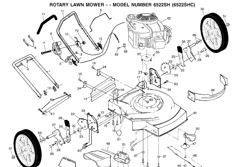 Repair Parts Diagram and Parts List for 6522SH (954222718)(2001-11) Husqvarna Lawn Mower