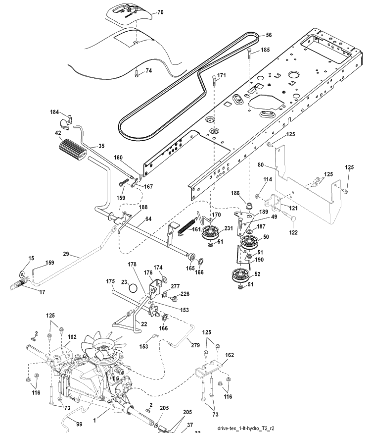 Drive Diagram and Parts List for PB195H42LT (96042003600)(2007-08) Husqvarna Lawn Mower