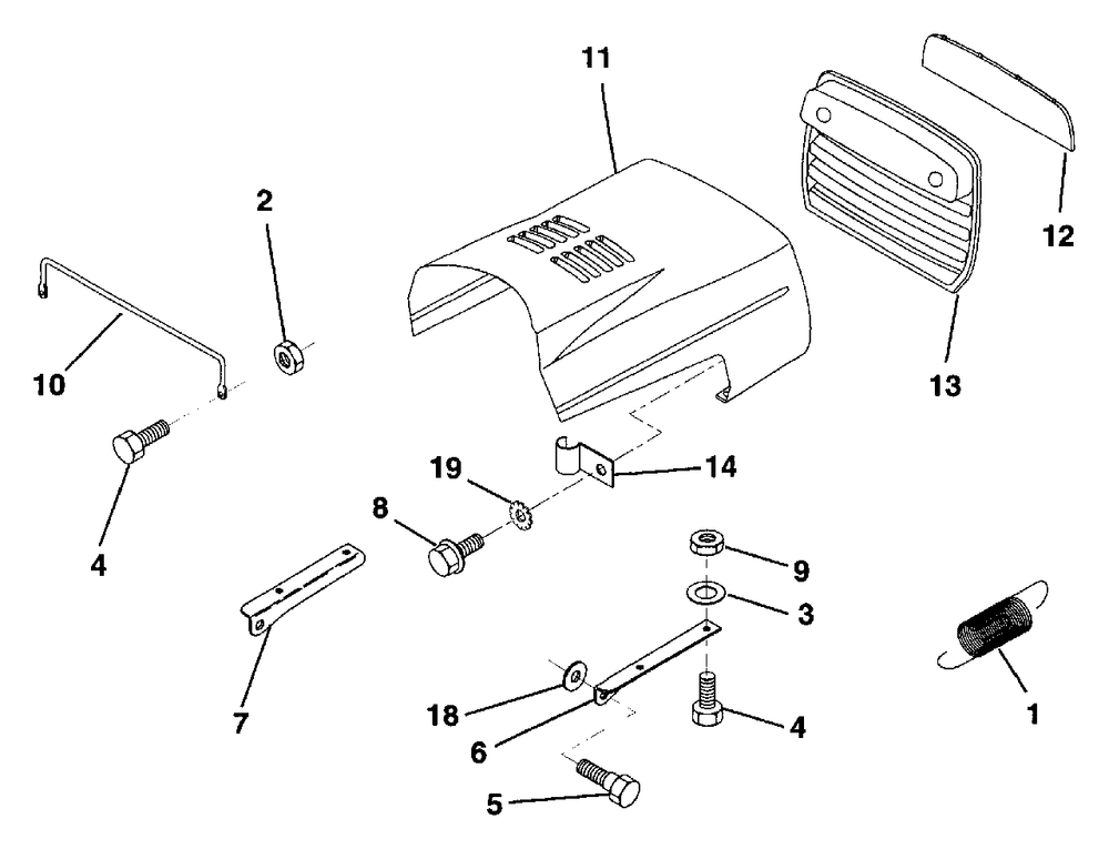 Hood Diagram and Parts List for LR12 (954002701-B)(1994-10) Husqvarna Lawn Tractor