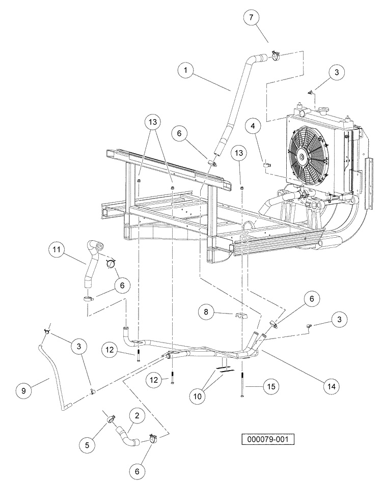 Coolant Pipes And Hoses Diagram and Parts List for HUV4420G 2006-11 Husqvarna Lawn Tractor