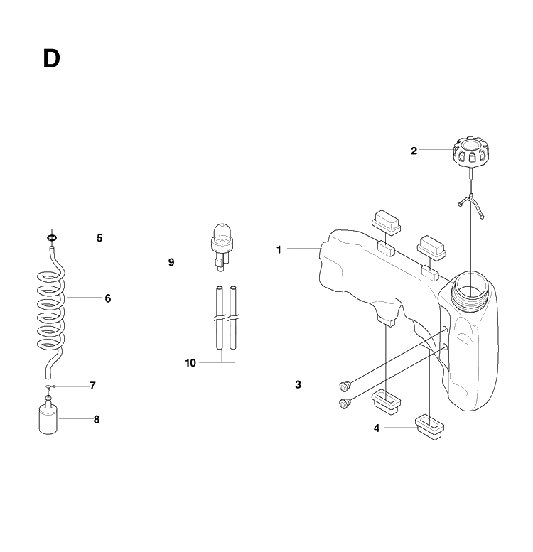Fuel Tank Diagram and Parts List for 323HD60 20081400001-20090400000 Husqvarna Hedge Trimmer