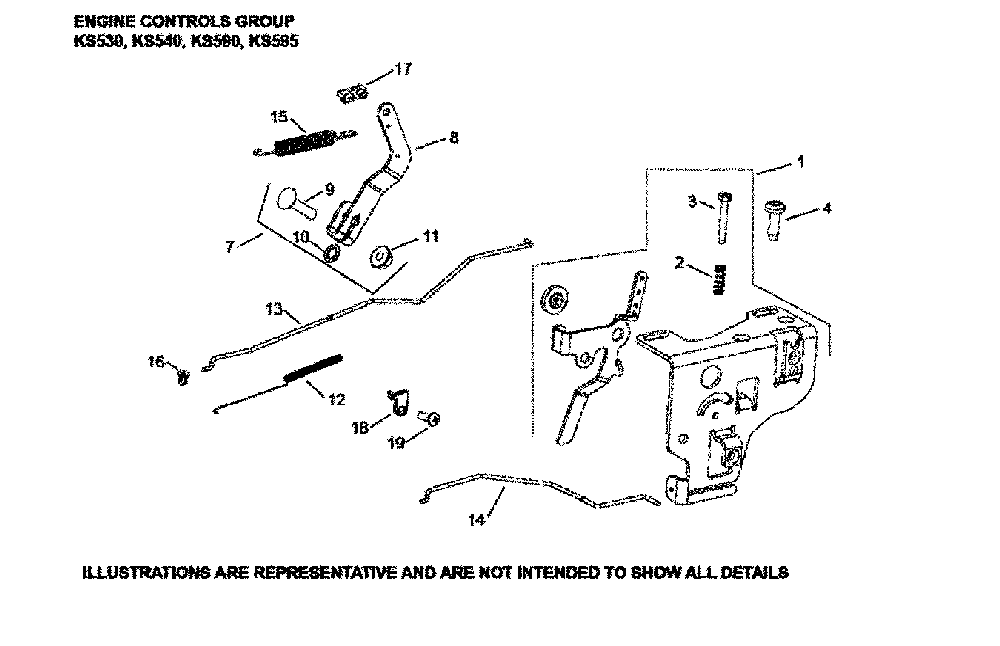 Engine controls Diagram and Parts List for LT1597-96041039300  Husqvarna Lawn Tractor