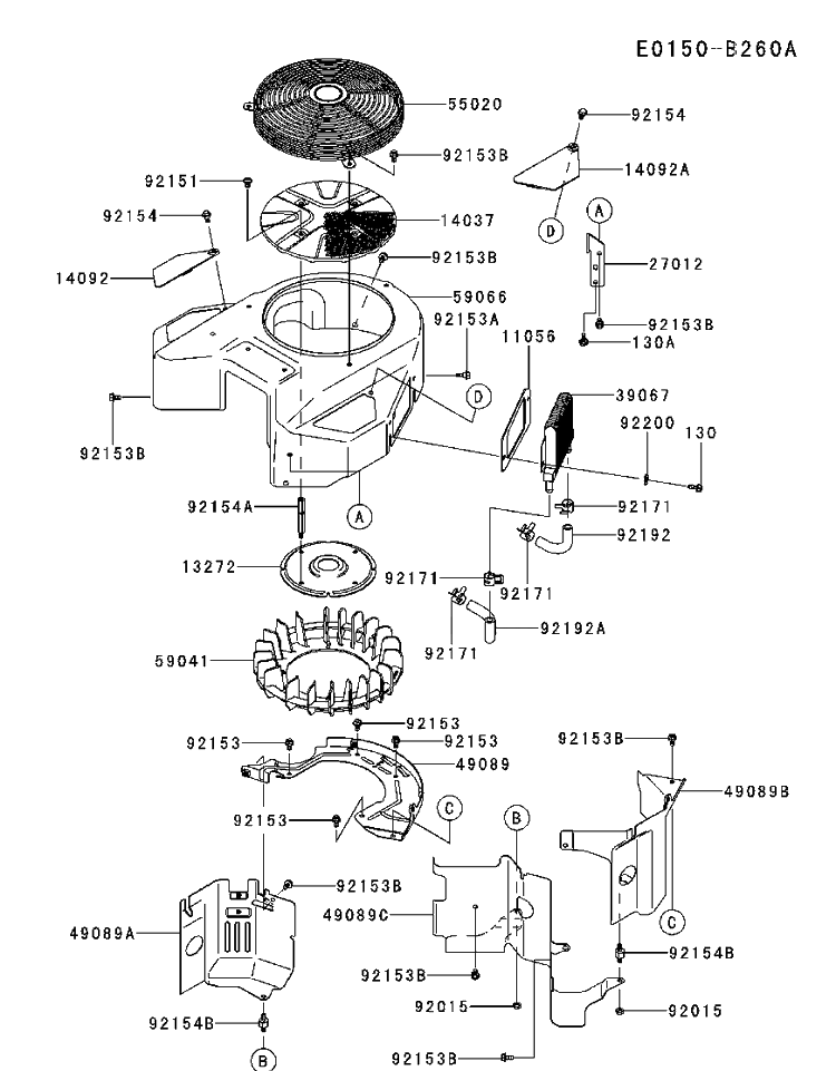 Cooling System Diagram and Parts List for FX801V-FS00 2017-09 Husqvarna Engine