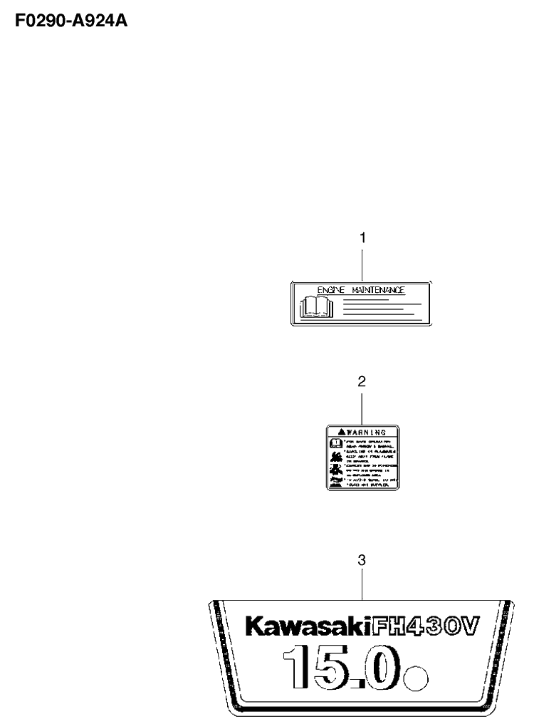 Decals Diagram and Parts List for FH430V 2003-06 Husqvarna Engine