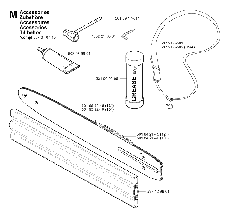 Accessories Diagram and Parts List for 326P 20042300001-20062700000 Husqvarna Pole Saw