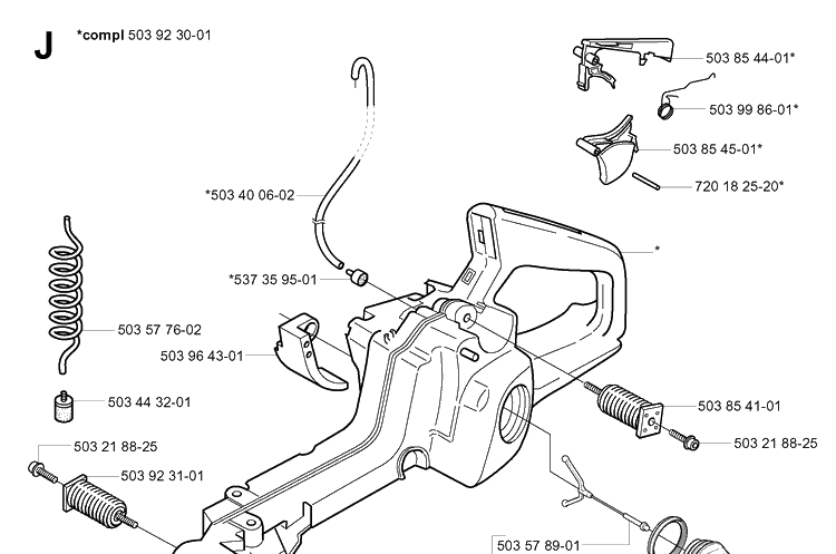 Fuel Tank Diagram and Parts List for 359 20050600001-20060600000 Husqvarna Chainsaw