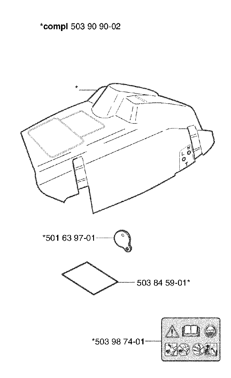 Top Cover Diagram and Parts List for 353EPA 2002-09 Husqvarna Chainsaw