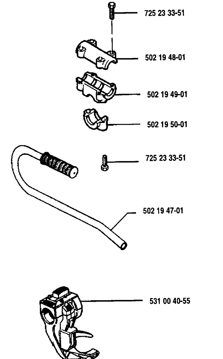 Handle Assembly Diagram and Parts List for 125L 1993-04 Husqvarna Trimmer