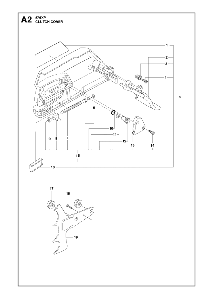Clutch Cover 3 Diagram and Parts List for 576XP  Husqvarna Chainsaw