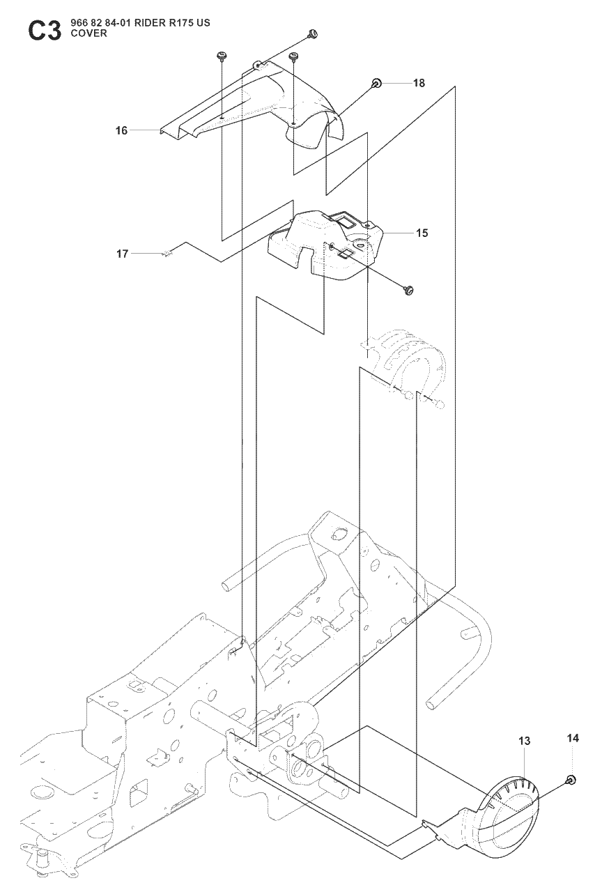 Cover 3 Diagram and Parts List for R175 (966828401)(2008-05) Husqvarna Lawn Tractor