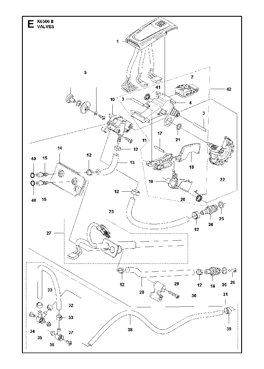 Valves Diagram and Parts List for K6500II 2016-06 Husqvarna Circular Saw