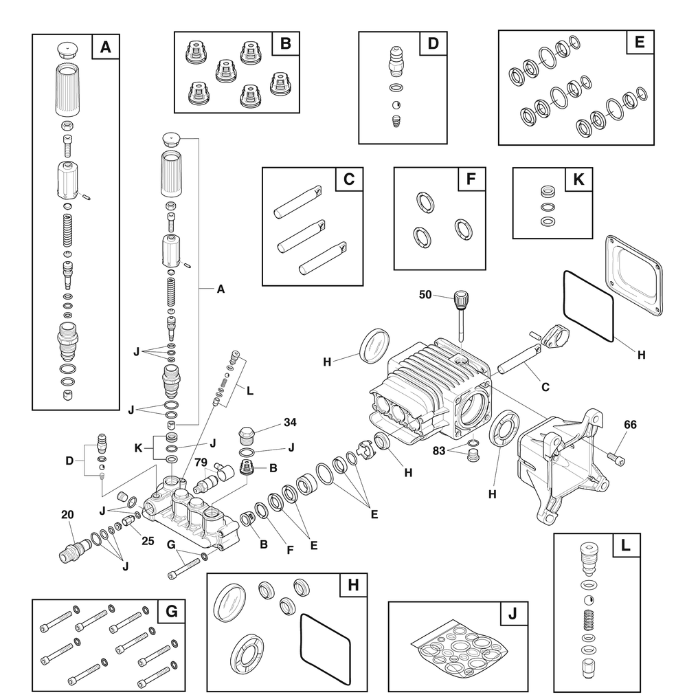 Pump (316370) Diagram and Parts List for 020757-00  Husqvarna Pressure Washer